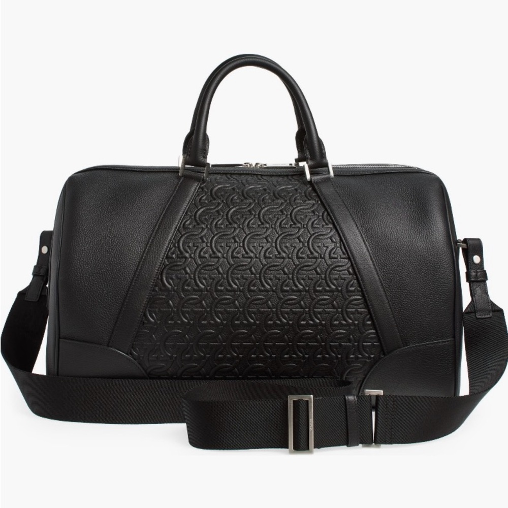 FERRAGAMO Gancini Embossed Leather Duffle Bag • Brand New • Dust Bag Included